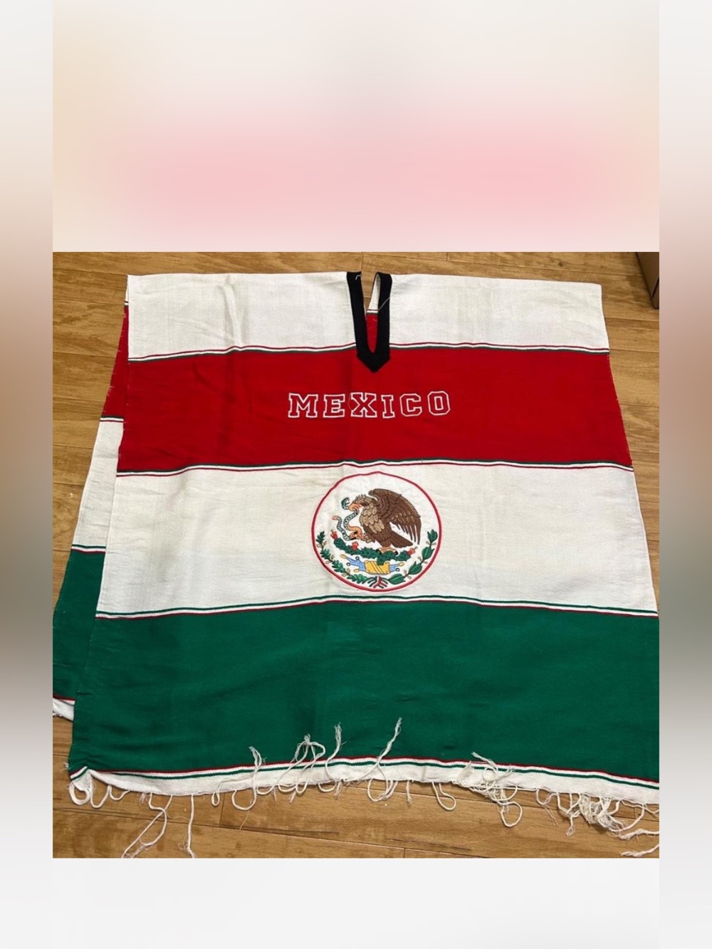 Adult Mexico Flag Poncho Top in Red White Green